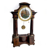 Monk Antique German Biedermeier Portico Table Clock, early 19th century