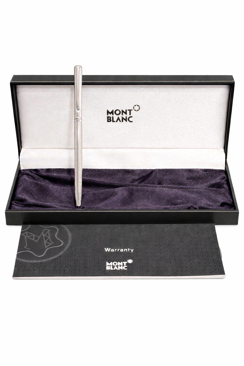 Montblanc white gold fountain pen with sapphire detail in original presentation box with certificate
