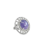 Lavender Purple Star Sapphire Cabochon 17,15ct Cocktail Ring in White Gold