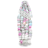 Multi-Color Cabochon Star Sapphire Bracelet in White Gold with rose cut diamonds