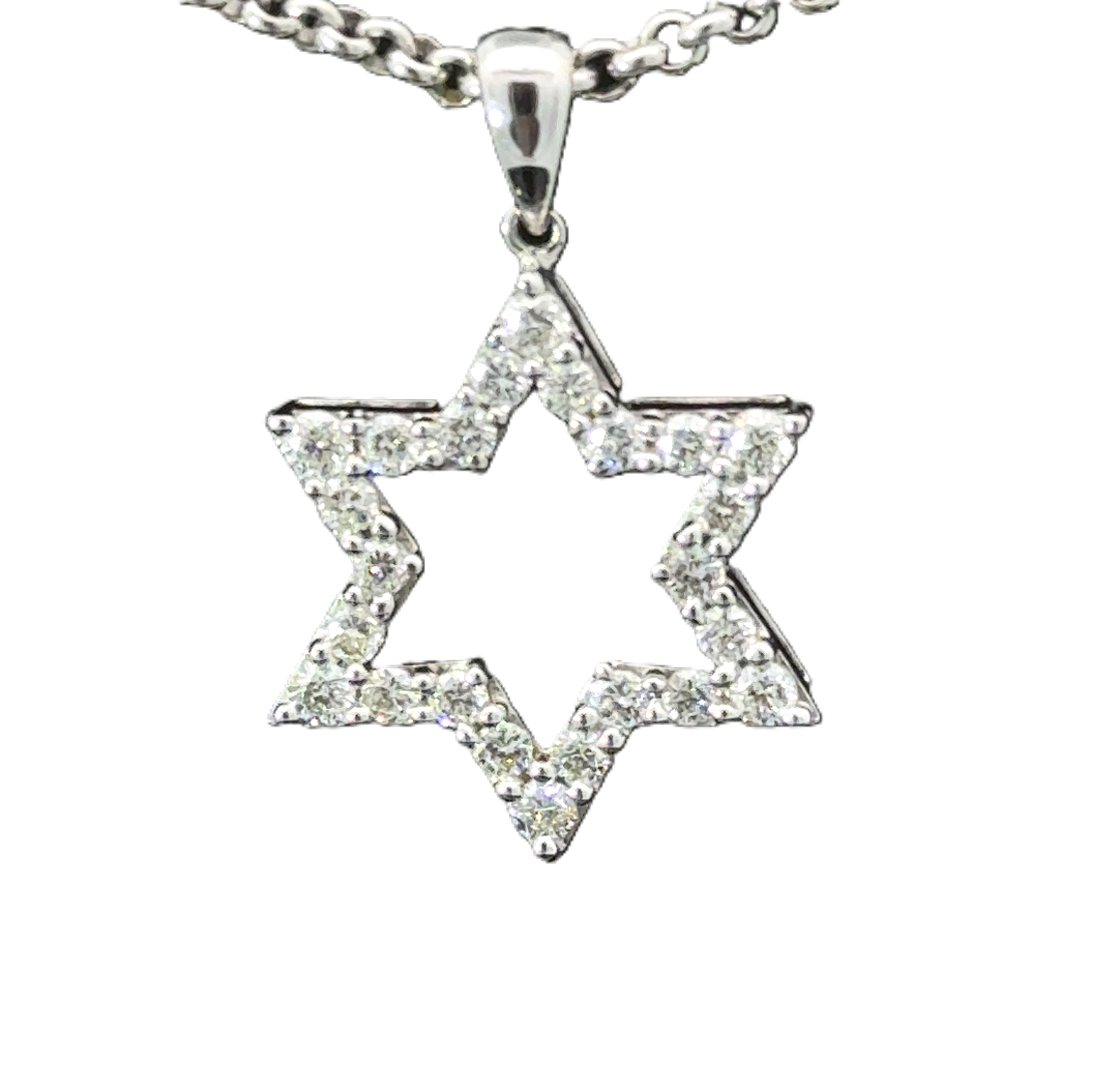 18K white gold Star of David pendant with 0.58ct diamonds luxury Jewish jewelry