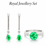 Ring und Ohrringe mit Smaragd aus Weißgold – Royal Jewellery Collection