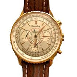 Breitling Navitimer 92 Gold Chronograph mit braunem Lederarmband