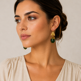 Exclusive Handmade 18K Gold Nephrite Earrings with Diamond Details – Luxury Designer Jewelry