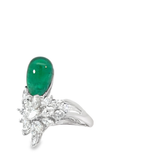 Emerald Drop Cocktail Ring in White 18K Gold with Diamonds