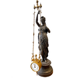 French Figural Mystery 2 Chain Swinger Table Clock