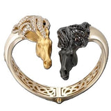 Wild Spirit Horse Bracelet in 18K Yellow & White Gold with White and Black Diamonds