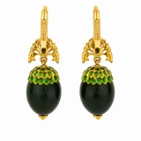 Exclusive Handmade 18K Gold Nephrite Earrings with Diamond Details – Luxury Designer Jewelry