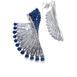 Blue Sapphire & Diamond Earrings | VVS-VS | 18K White Gold | Royal Jewellery