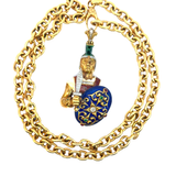 Warrior Pendant Necklace | 18K Gold | Enamel & Diamonds