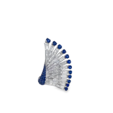 White 18K Gold Fan Cocktail Ring with Royal Blue Sapphires