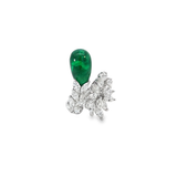Emerald Drop Cocktail Ring in White 18K Gold with Diamonds