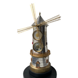 French Industrial Windmill Automaton Table Clock Compendium, around 1880