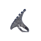 White 18K Gold Fan Cocktail Ring with Royal Blue Sapphires