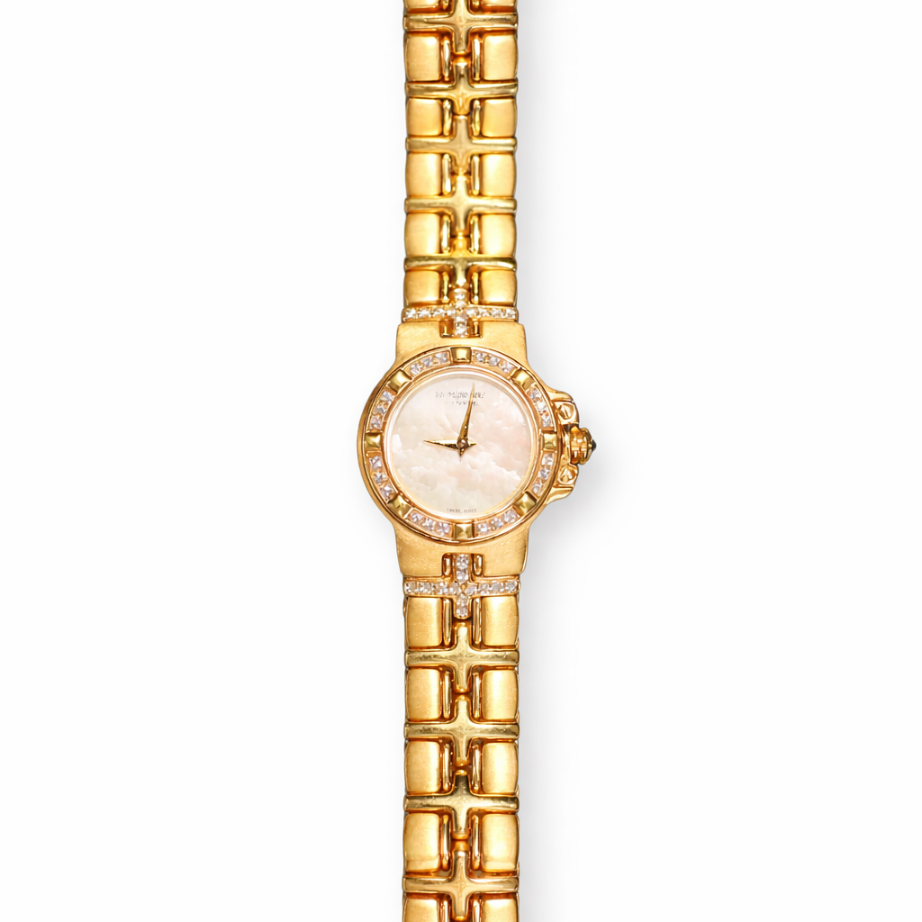 Raymond Weil Parsifal 18K gold diamond watch with gold bracelet and mother of pearl dial full set box and certificate