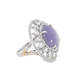 Lavender Purple Star Sapphire Cabochon 17,15ct Cocktail Ring in White Gold