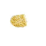 Handcrafted 18K yellow gold mesh ring featuring an intricate lace-inspired woven design and luxurious artisanal craftsmanship.