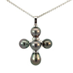 elegant pearl cross pendant in white gold luxury design
