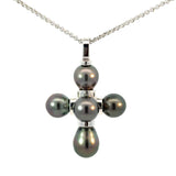 elegant pearl cross pendant in white gold luxury design