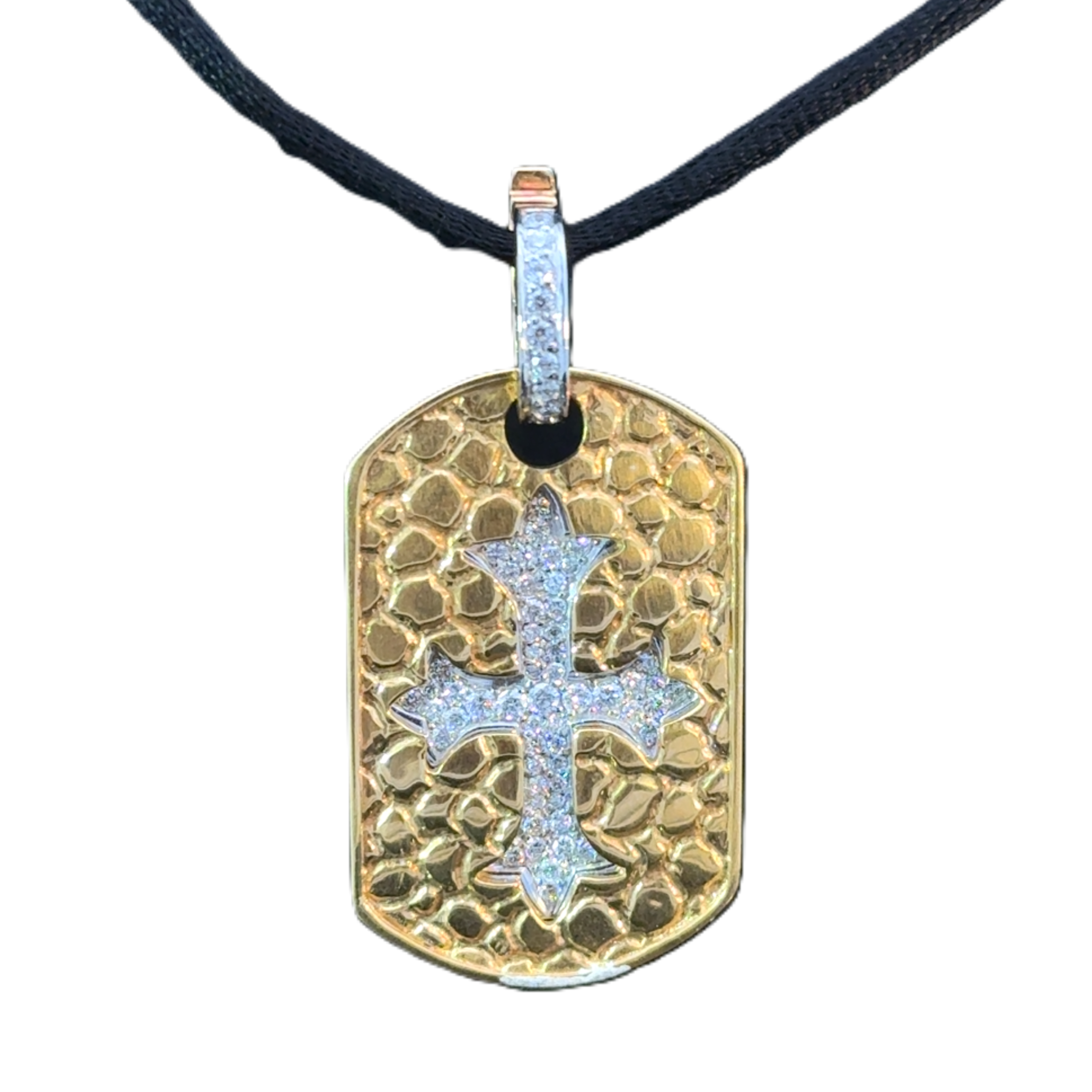 18K gold cross pendant with natural diamonds 0.61ct templar style luxury jewelry