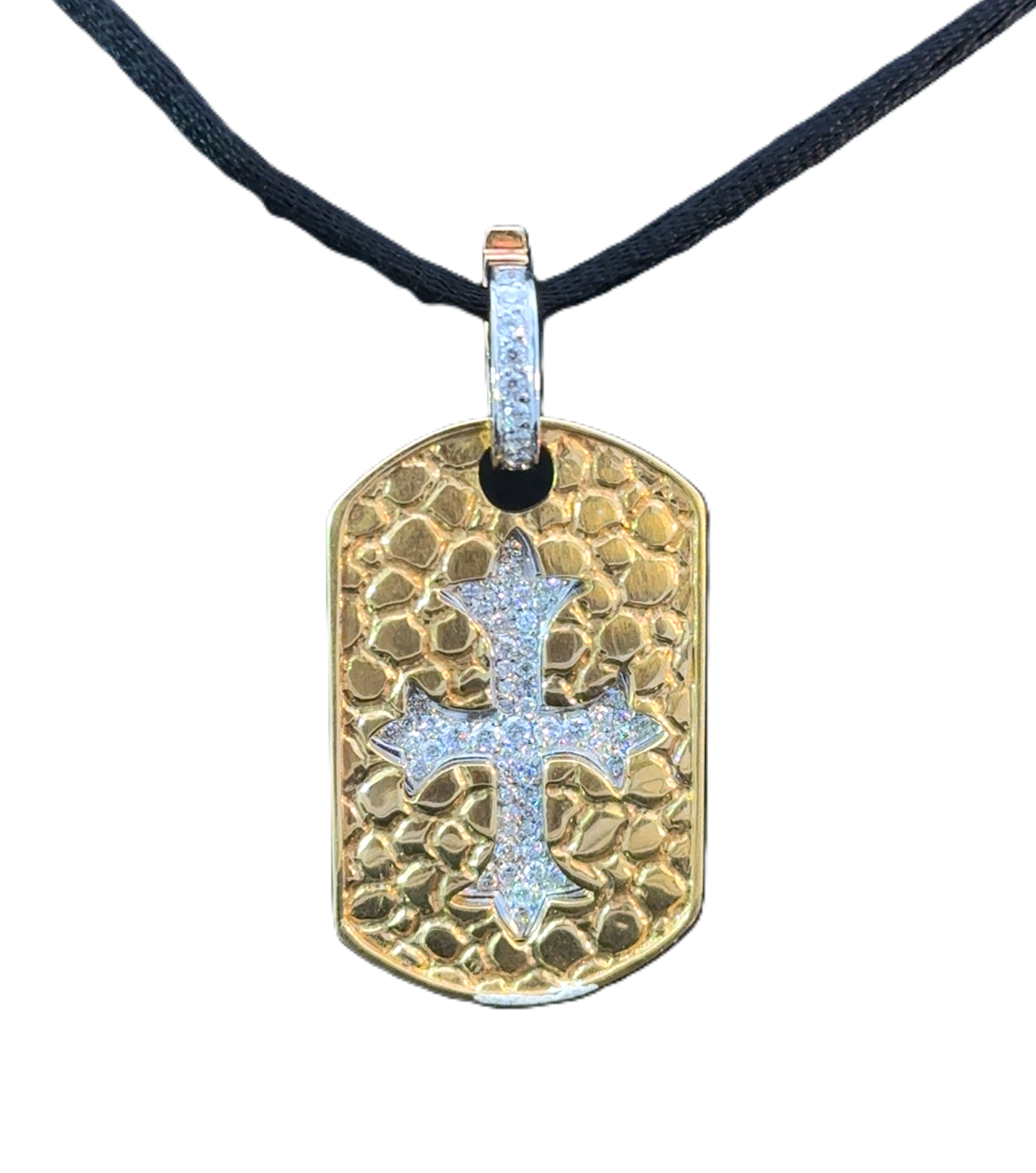 18K gold cross pendant with natural diamonds 0.61ct templar style luxury jewelry