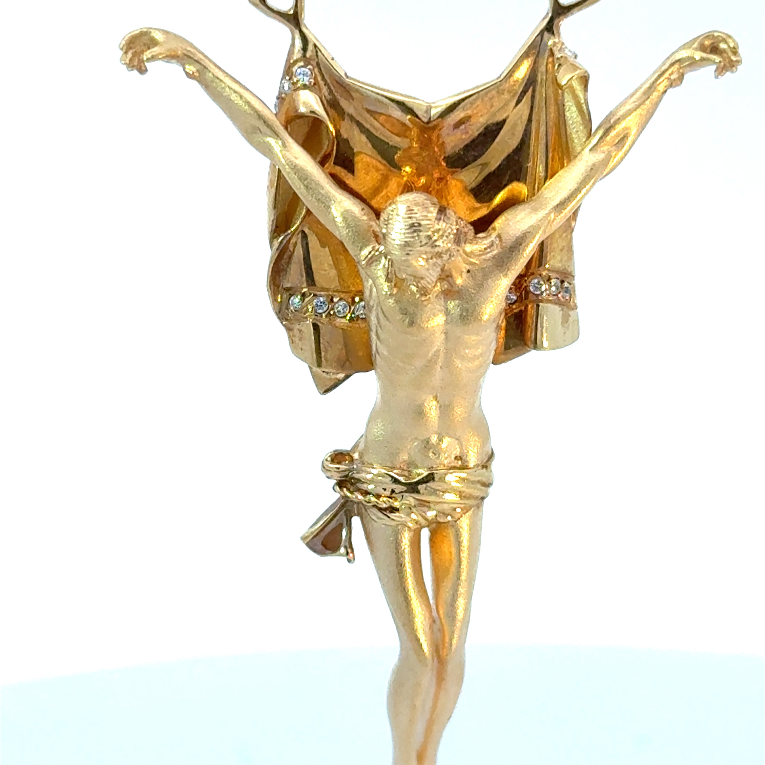 18K solid gold crucifix pendant with chain detailed Christ figure luxury religious jewelry