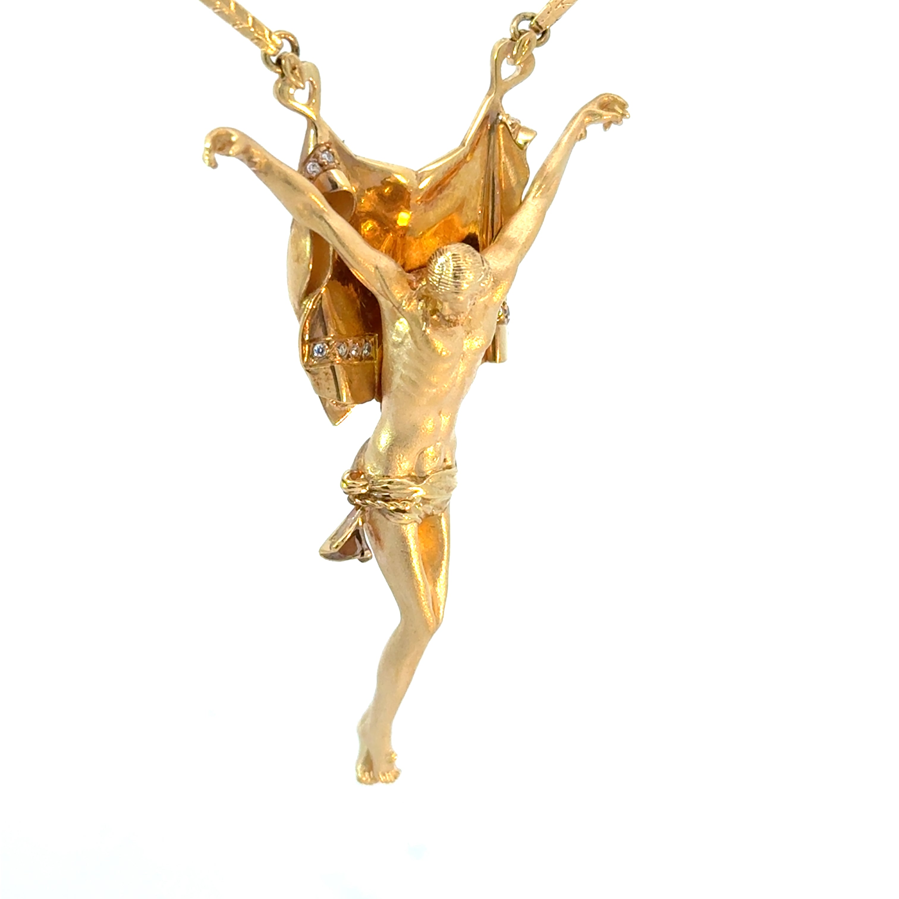 detailed Christ crucifix pendant gold with diamonds