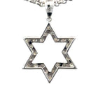 18K white gold Jewish pendant with diamonds close up