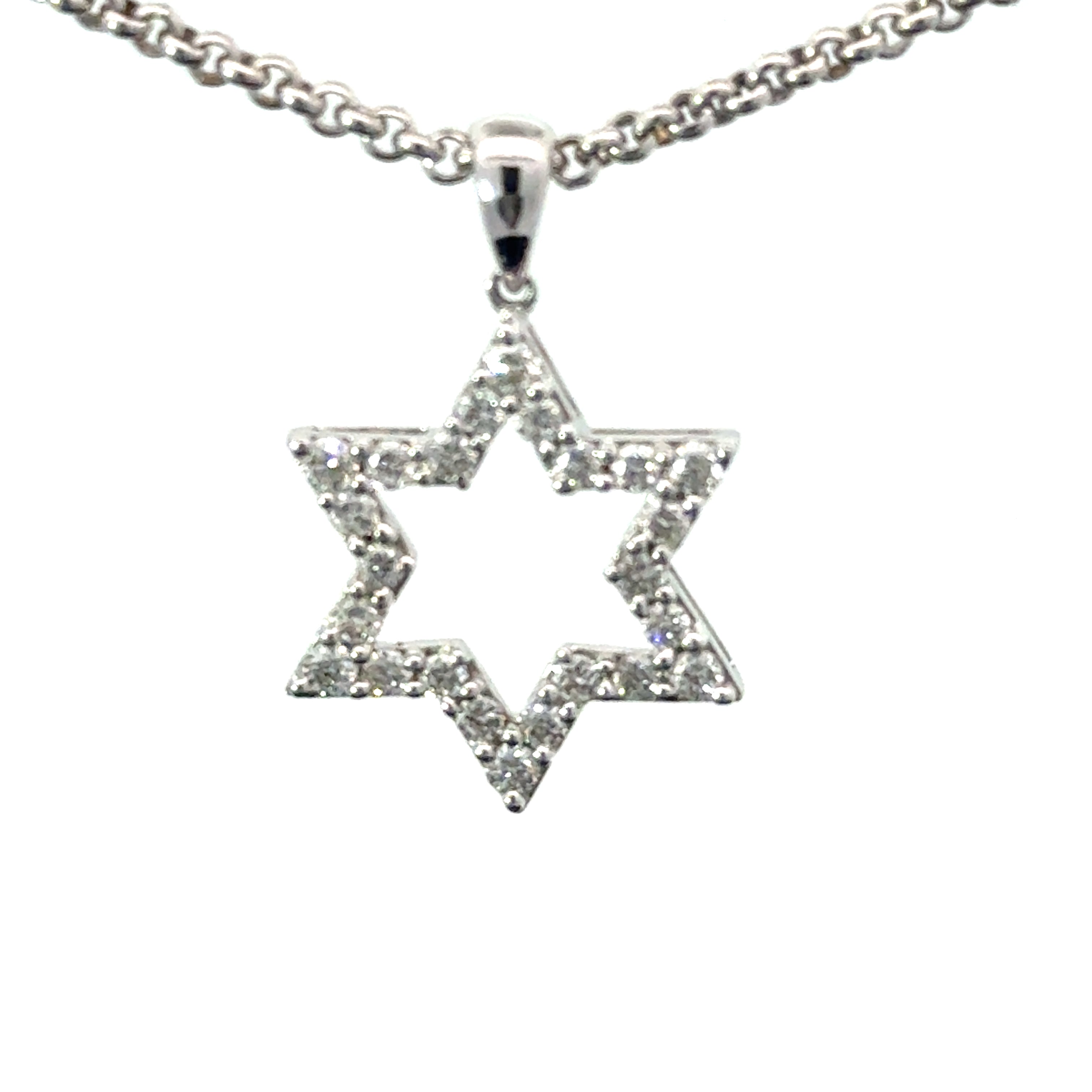 Magen David diamond pendant white gold elegant design