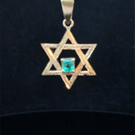 Magen David pendant gold with emerald detail