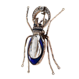 Antique 14K Gold Insect Brooch with Diamonds, Topaz & Enamel – Vintage Statement Jewelry