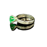 Schmuckset mit Smaragd – Ring und Ohrringe aus 18K Weißgold |Almaz