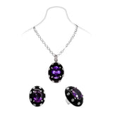 Set-Halskette mit großem Amethyst, Onyx und Diamanten