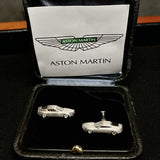 Aston Martin 18K White Gold Car Cufflinks with Diamond Wheels