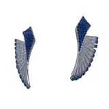 Blue Sapphire & Diamond Earrings | VVS-VS | 18K White Gold | Royal Jewellery