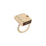 Busatti 18k gold and silver book-shaped ring with opening pages and diamond details unique luxury jewelry Vienna