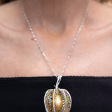 Busatti Pearl Pendant 18K White Gold & Diamonds – Sculptural Luxury Statement Necklace