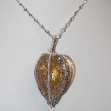Busatti Pearl Pendant 18K White Gold & Diamonds – Sculptural Luxury Statement Necklace