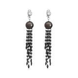 Busatti 18K Gold Diamond & Pearl Drop Earrings – Luxury Tassel Design