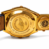 Breitling Chronomat K13050.1 18K gold caseback engraving with serial number and Swiss chronograph markings