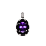 Necklace with Large Amethyst Onyx and Diamonds