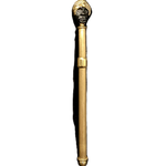Barberis gold champagne and whiskey stirrer with sculptural handle and multi-prong base on black background
