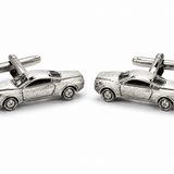 Bentley 18K White Gold Car Cufflinks with Diamond Wheels – Luxury Automotive Jewelry