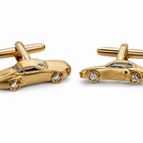 Ferrari Retro 18K Yellow Gold Car Cufflinks with Diamond Wheels