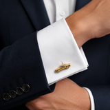 Ferrari Retro 18K Yellow Gold Car Cufflinks with Diamond Wheels