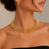 Handwoven 18K Yellow Gold Collier with Sapphire Clasp – Timeless Haute Joaillerie