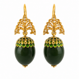 Exclusive Handmade 18K Gold Nephrite Earrings with Diamond Details – Luxury Designer Jewelry