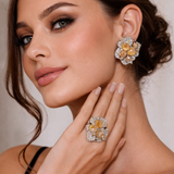 Gold Diamond Jewelry Set with Fancy Pear Shaped Diamonds – Luxury Earrings & Ring