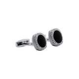 Chaumet 18K White Gold Obsidian & Diamond Cufflinks