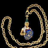 Warrior Pendant Necklace | 18K Gold | Enamel & Diamonds